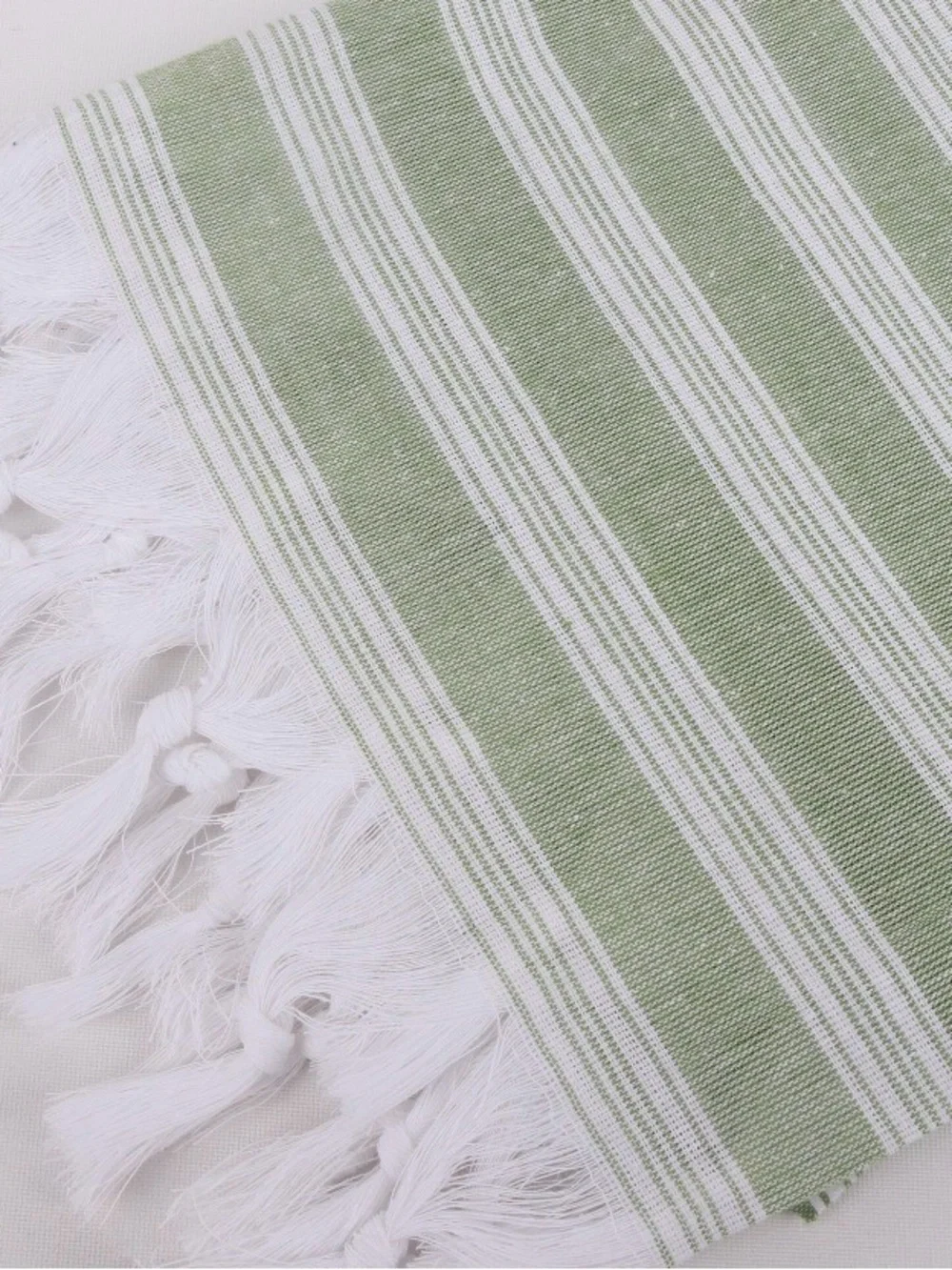 NWT Boho Sage Green Striped Turkish Cotton Towel